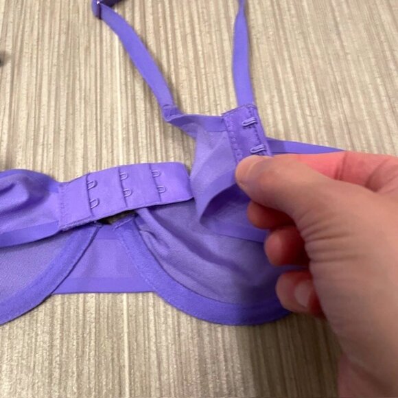 NWT Aerie Smoothez Purple Unlined Sheer Mesh Balconette Underwire Bra 32B - Picture 7 of 10